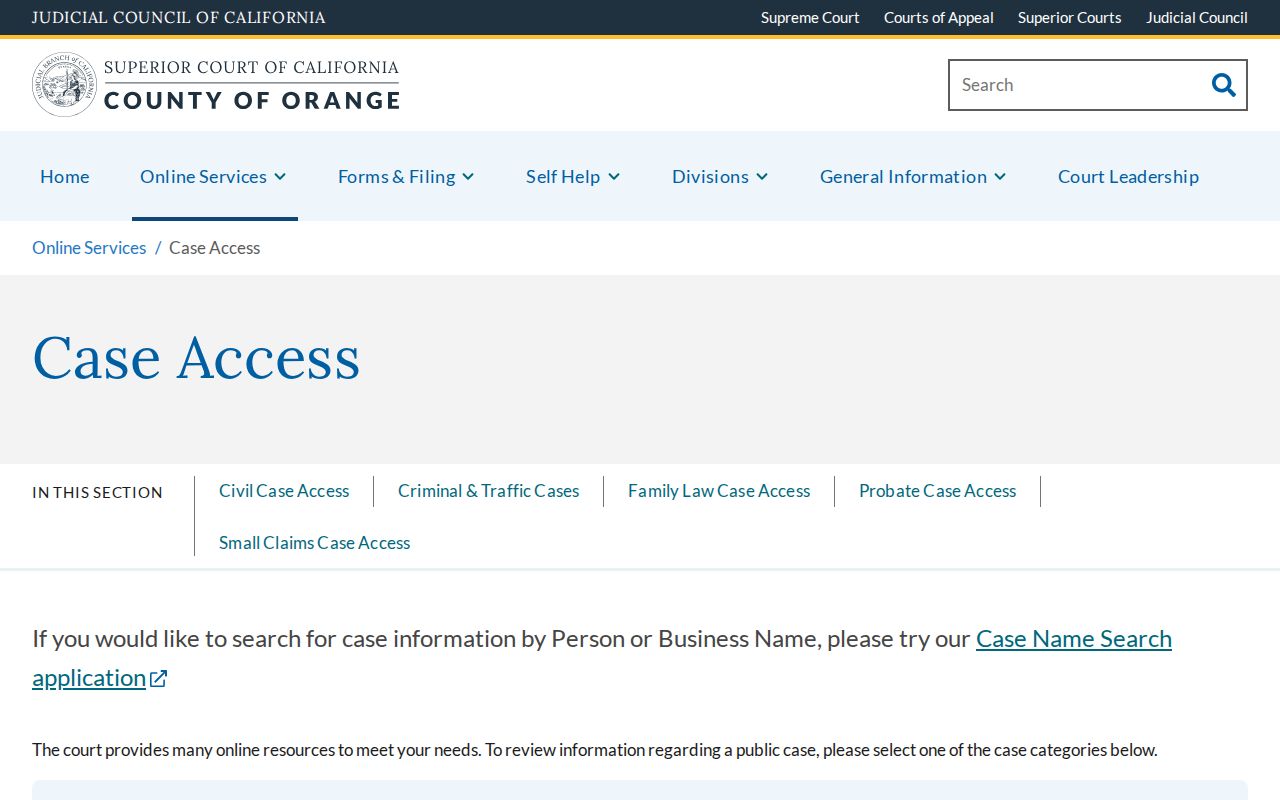 Rancho Santa Margarita people search through Orange County Superior Court Case Access