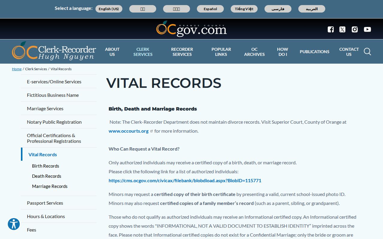 Rancho Santa Margarita people search through Orange County vital records options
