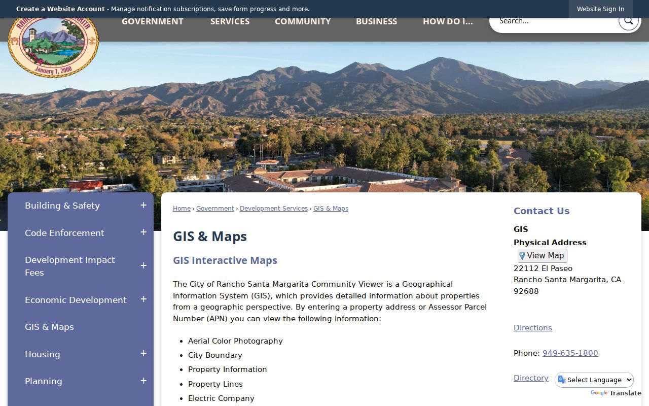 Rancho Santa Margarita people search using city GIS address and APN layers