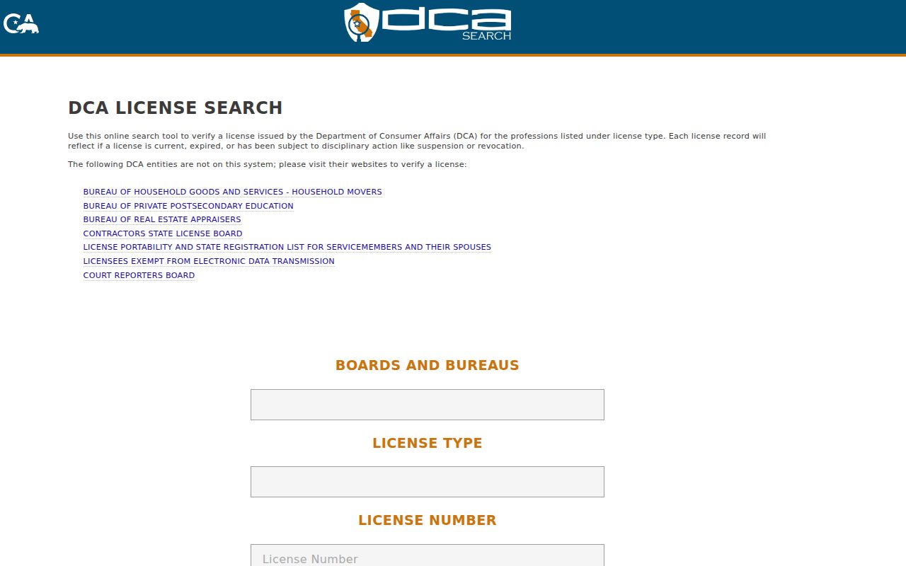 Rancho Santa Margarita directory search for California professional licenses