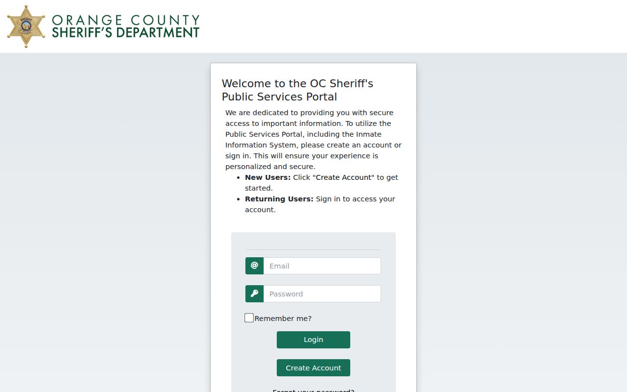Rancho Santa Margarita directory route to the Orange County custody portal