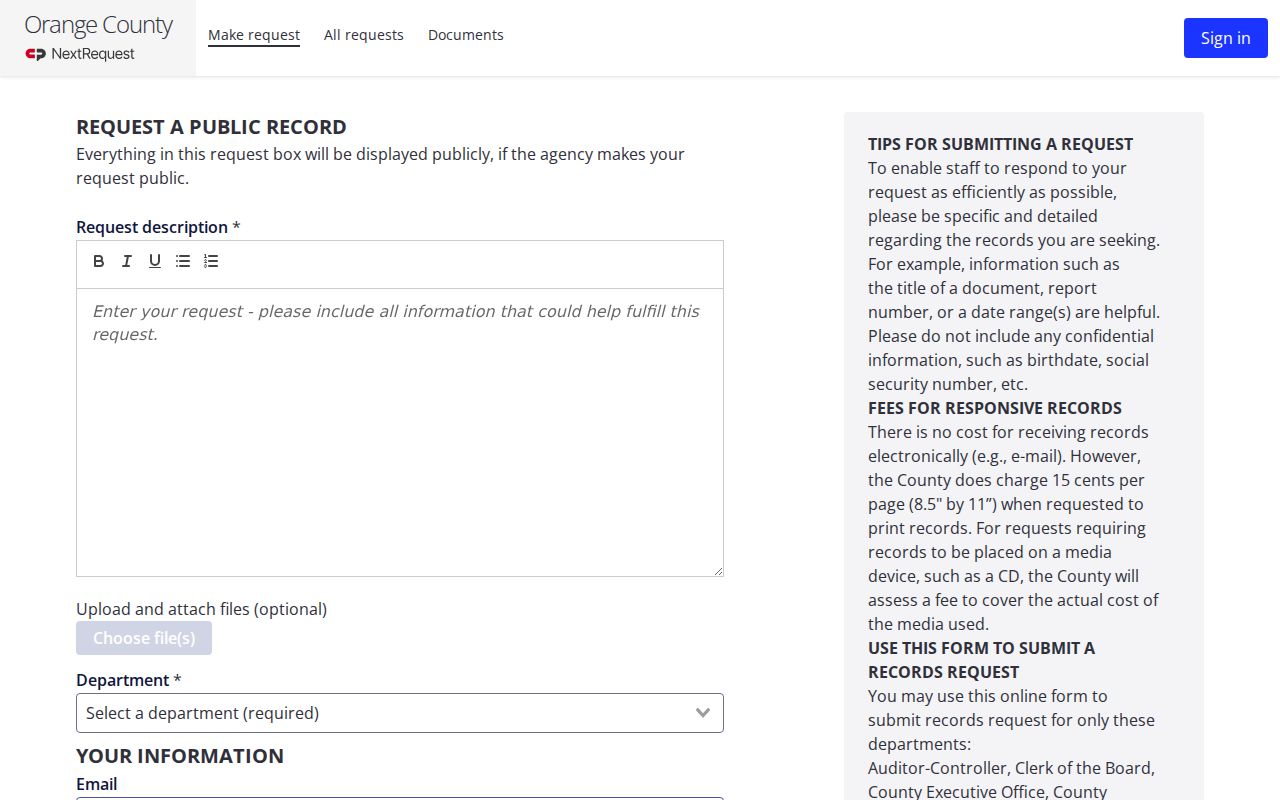 Rancho Santa Margarita records request through Orange County NextRequest