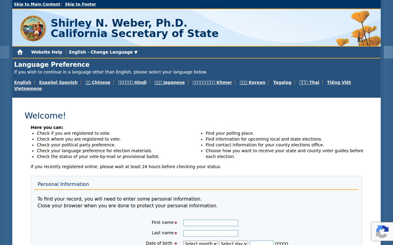 Rancho Santa Margarita voter records in California My Voter Status